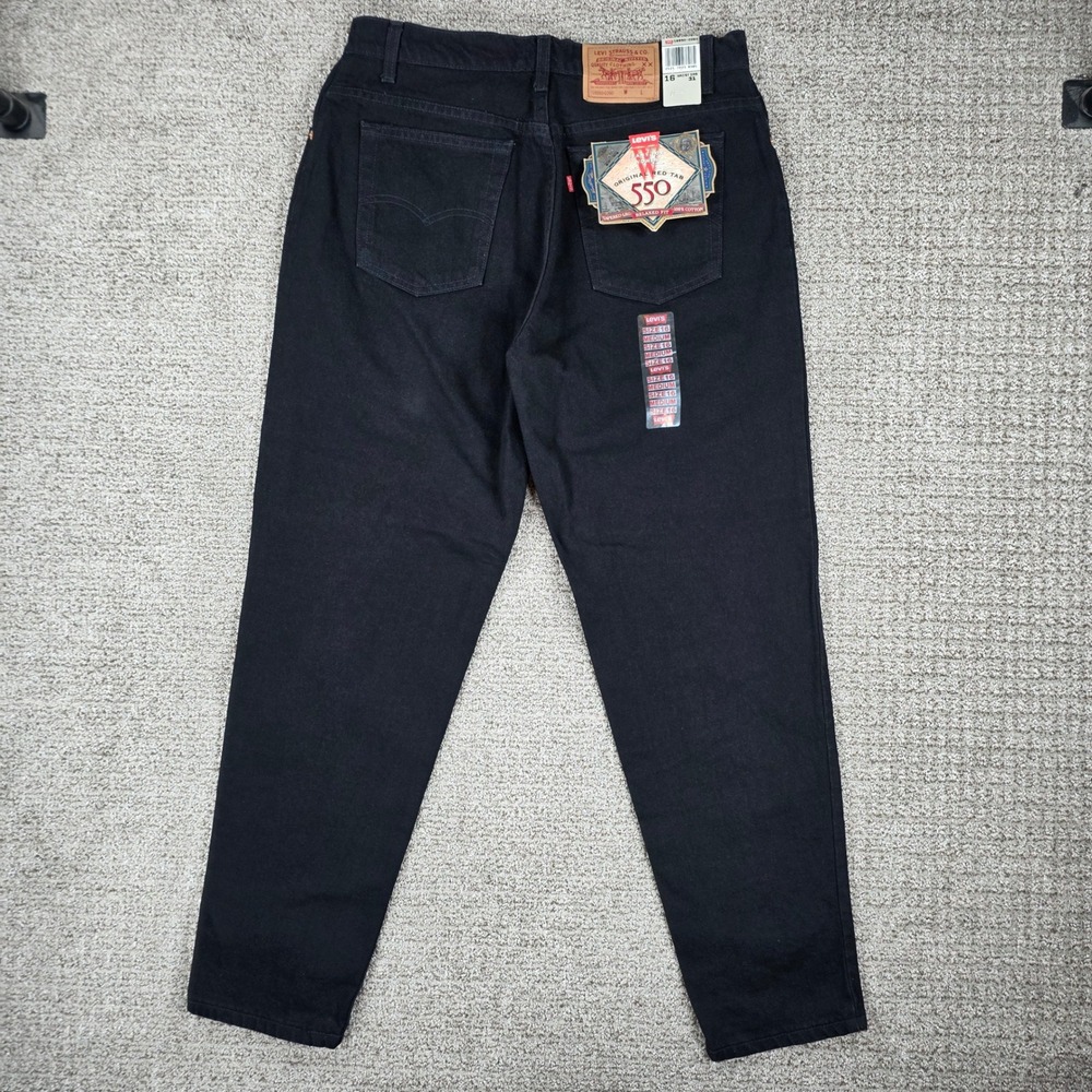 Vintage Levis 550 Relaxed Fit Tapered Leg Black Jeans Womens 16 Made in USA NEW
